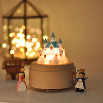 jeancard music box Skys castle small night light wood eight-soundbox creative birthday Valentines Day gift