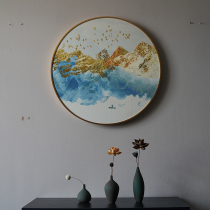 Su embroidery finished hanging painting living room porch corridor background wall decorative painting pure handmade round embroidery painting brilliant