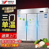 Yindu display cabinet commercial multi-functional large three-door appointed kitchen cabinet freshness display cabinet refrigerated cabinet beverage vertical freezer