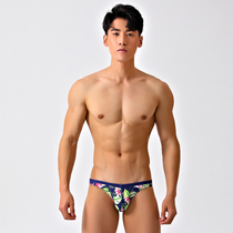GreatAsia Sea Anchor Jun Men Triangle Sexy Low Waisted Flowers Swimming Pants Narrow Side Beauty Black Beach Spa 114
