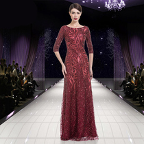 Mom dress evening dress 2021 new dignified atmosphere summer wedding banquet fashion noble elegant large size long dress