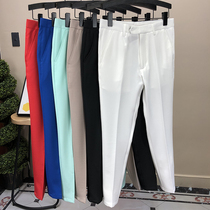 Light color pants 2020 New Tide mens pants summer thin white ankle-length pants trousers summer 9 points casual pants