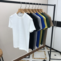 Autumn mens ice silk short sleeve knitted half sleeve base shirt thread clothes mens trend sweater solid color elastic sweater tide