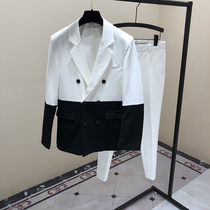 Autumn suit suit suit mens casual fashion double-breasted small suit jacket mens Korean fashion slim single top
