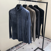 Autumn semi-high neck base shirt long sleeve T-shirt mens trend 2020 new golden velvet autumn clothes