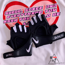Couple mens and womens fitness PU gloves sports lifting iron Net red iron equipment Tide brand black and white letter dynamic bicycle