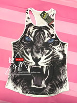 New fitness female I-shaped vest mesh tiger head domineering BAO WEN Translucent loose sports blouse