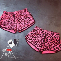 Zebra pattern BAO WEN rose pink powder phosphor fitness sports women home Jazz dance hot pants beach pants AA shorts