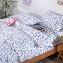 ins Han style fresh brief all cotton four sets of blue cartoon fields Garden wind crummy pure cotton bunk bed with supplies