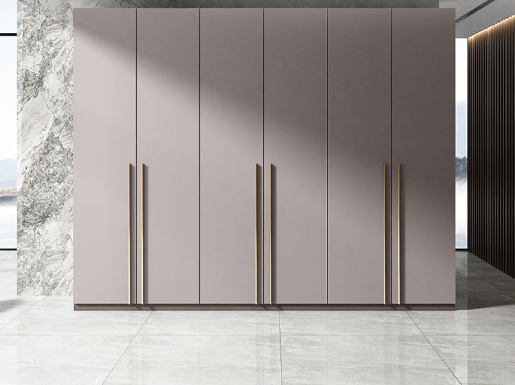 整体衣柜现代简约灰色轻奢衣柜定制家用平开门卧室实木大衣橱