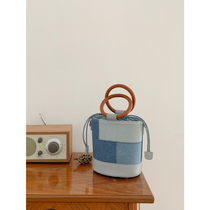 Micocah bag 2021 new bag wooden handle bucket bag shoulder shoulder bag female autumn and winter niche original