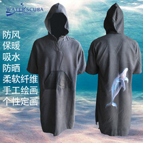 waterscuba diving bathrobe snorkeling warm cloak swimming cold-proof bathrobe quick-drying windproof mens and womens hand-painted