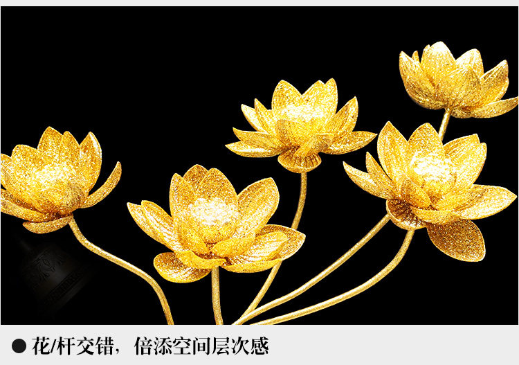 供佛荷花仿真花束假花金色莲花睡莲佛台佛堂佛前供花用花禅意拜神