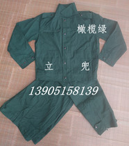 Old-fashioned olive green workwear summer machine worksuit suit