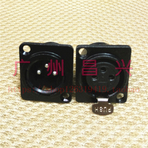Square straight foot three-core XLR head socket 3-core XLR Cannon socket Balanced audio card dragon socket male and female seat