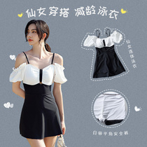 Net Red Wind Swimsuit Fairy Conservative Conspicuic Slim Fit Swimsuit Conjoined Superior Fashion Micro Fat Girl Spa Swimsuit