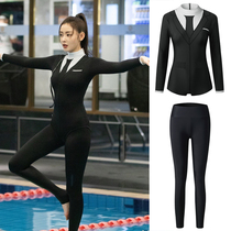 Zhang Tianai same diving suit small suit swimsuit womens one-piece long-sleeved trousers black slim jellyfish dress snorkeling