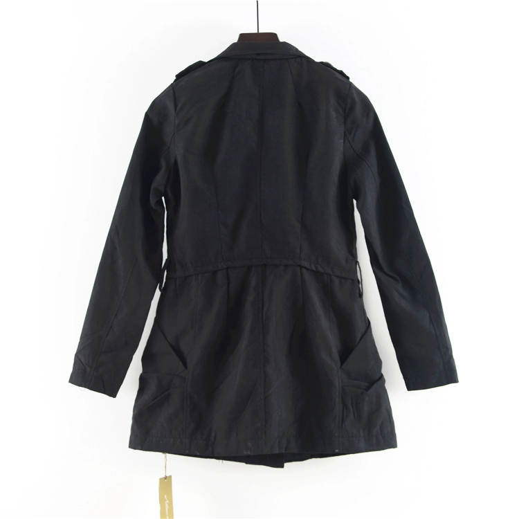 Áo khoác gió dài tay dành cho phụ nữ mùa thu mới đi làm giảm béo tất cả các kết hợp giữa chiều dài áo khoác một nút màu đen thương hiệu giảm giá quần áo phụ nữ - Trench Coat