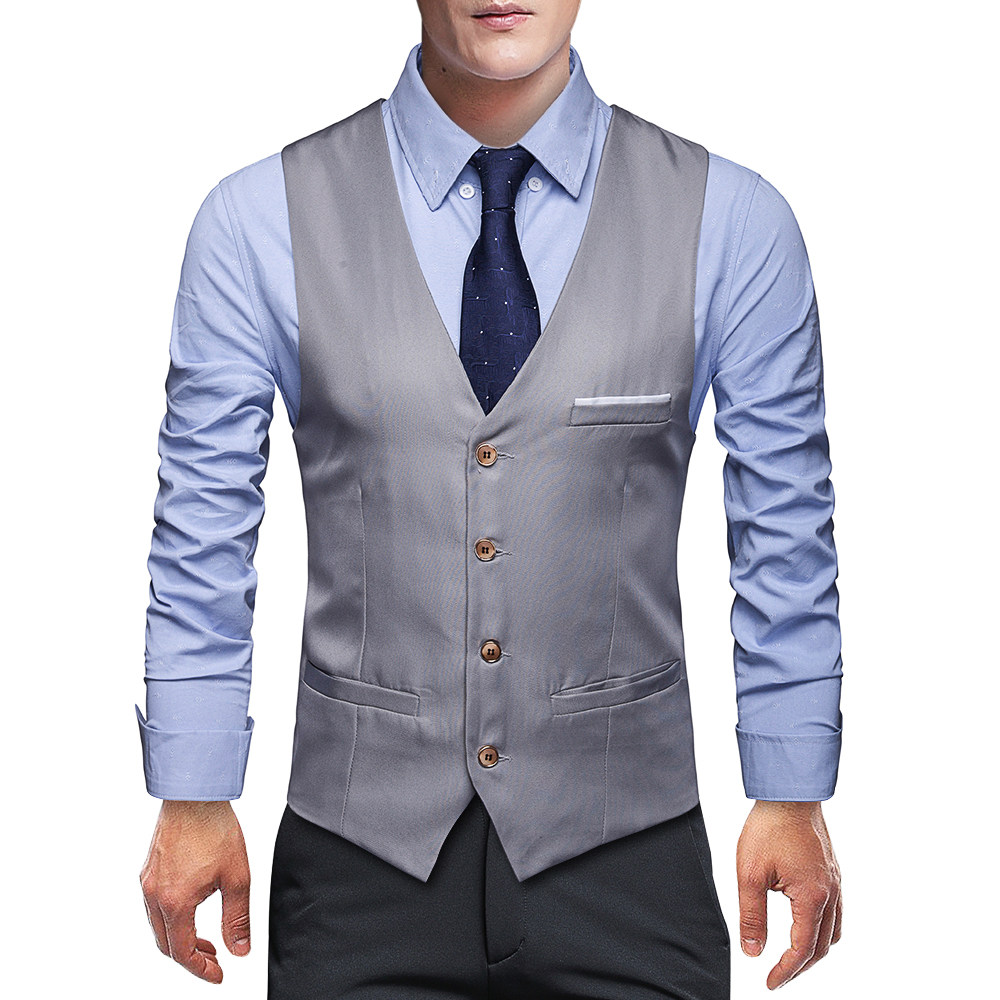 2019秋冬男式韩版修身西装休闲纯色简约百搭男装马褂马甲mj07-网商园