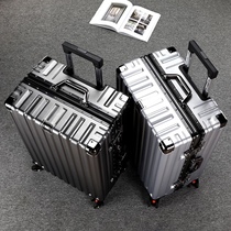 Fashion luggage aluminum frame trolley case 20 male and female students universal wheel 24 boarding luggage password leather case 28