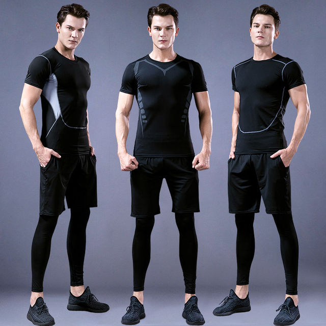 Bujinno suit men's sports quick-drying tights training clothes running basketball outdoor night morning run autumn and winter fitness Bujinno suit men's sports quick-drying tights training clothes running basketball outdoor night morning run autumn and winter fitness