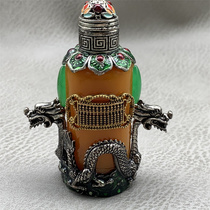 Retro selection gifts do old antiques Miscellaneous pure copper exquisite with spoon beauty snuff bottle double-sided real shot