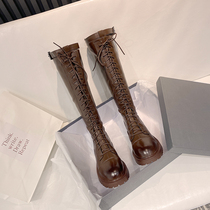 However knee-length boots small sub woman 2021 new autumn winter long cylinder boot plus suede high cylinder Martin boot brown rider boot