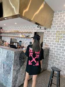 off箭头字母印花短袖white圆领套头T恤宽松半袖男女情侣款OW潮款