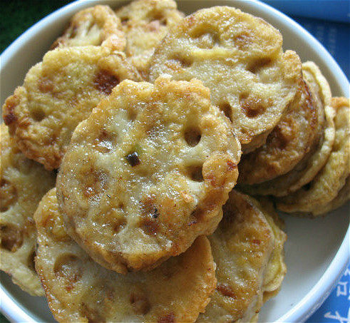 菏泽单县油炸藕盒子 农家手工自制香脆藕合 炸藕夹 炸莲藕盒250g_爱酷