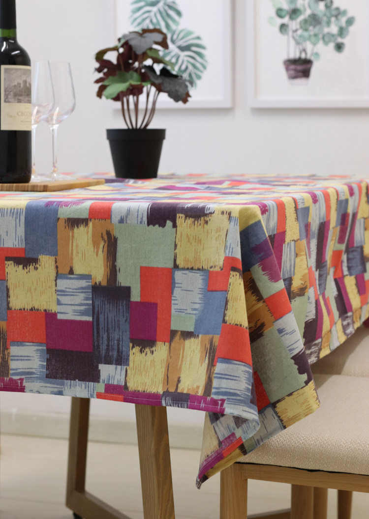 黄色几何小桌布ins风电脑台桌布 家用网红化妆桌阿唐的少女心桌布_好