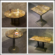 Retro milk tea shop fast food table western restaurant table bar long table coffee round table small square table snack bar dining table and chairs
