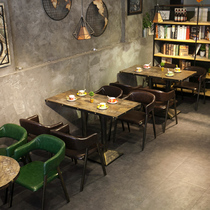 Net Red American Retro Industrial Style Cafe Table and Chair Combination Milk Tea Snacks Dessert Shop Dining Tea Restaurant Tables and Chairs