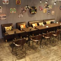 Cafe sofa card seat table and chair combination Themed restaurant table and chair Dining shop chair Milk tea shop restaurant table and chair