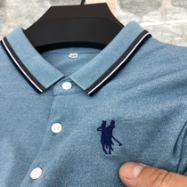 Mens pony label net color flower yarn cotton~polo shirt Mens short-sleeved embroidered summer Paul shirt High-end mens t-shirt