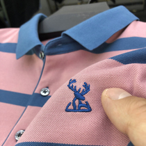 96% cotton ~ high end embroidered antler ~ striped short sleeve polo shirt men summer business leisure lapel loose cotton T-shirt