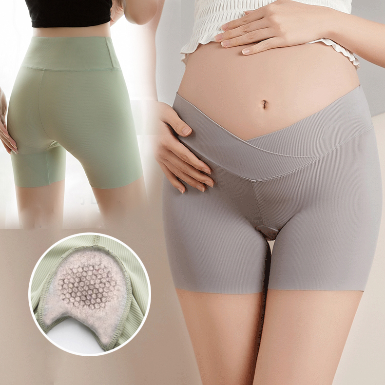 Pregnant Woman Flat Corner Free Wear Pants Safety Pants Two-in-one Without Marks Ice Silk Postpartum Pregnancy Without Curbside Summer Thin-Taobao