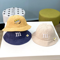 Baby fishermans hat 1-3-year-old autumn Korean version male and female child cute super cute tub cap child letter M expression hat spring