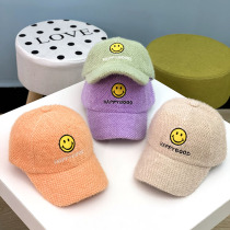 Baby Duck Tongue Cap Autumn winter 1-3 year old Korean version Fashion male and female Alphabet Smiley Face Warm Hat Tide Children Hat