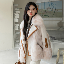 2022 new fox fur stitching suede fur coat womens down pie to overcome fur all-in-one fur coat