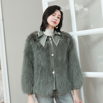 2022 new fox fur coat womens Haining foreign style short fur one-piece coat for younger age reduction