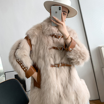 Fox fur coat womens 2022 new mid-length Haining fur all-in-one stitching coat winter young style