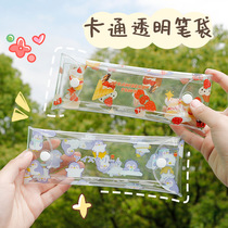 Transparent pen bag ins Japanese stationery box girls Korean version simple cute large capacity pvc storage bag high value