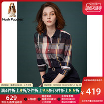 Hush Puppies Casual Long Sleeve Plaid Shirt Top for Women Spring Autumn 2022) HA-19512D