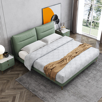 2021 Italian light luxury leather bed Modern simple soft package Master bedroom household king bed 1 8-meter double bed Wedding bed