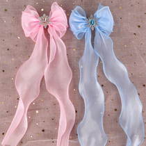 Children hairclip bow jewelry hair accessories girl long ribbon baby headgear Korean ponytail girl hairpin