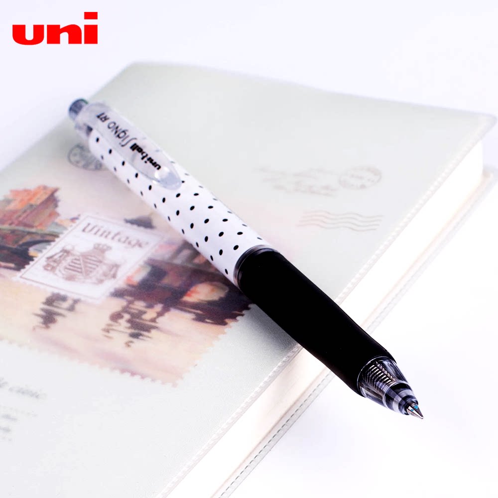 日本三菱umn-138s水笔新款彩色波点图案学生签字笔0.38mm中性笔