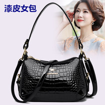 Middle-aged mother shoulder shoulder bag ladies bag fashion crocodile patent leather womens bag multi-layer Hand bag small bag