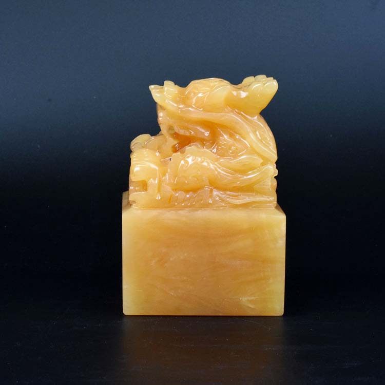 天然米黄玉玉石传国龙头玉玺印章玉石玉器仿古工艺品家居饰品摆件