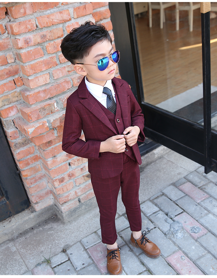 英伦风儿童西服男 花童礼服男宝宝小西装三件套小男孩演出服帅气