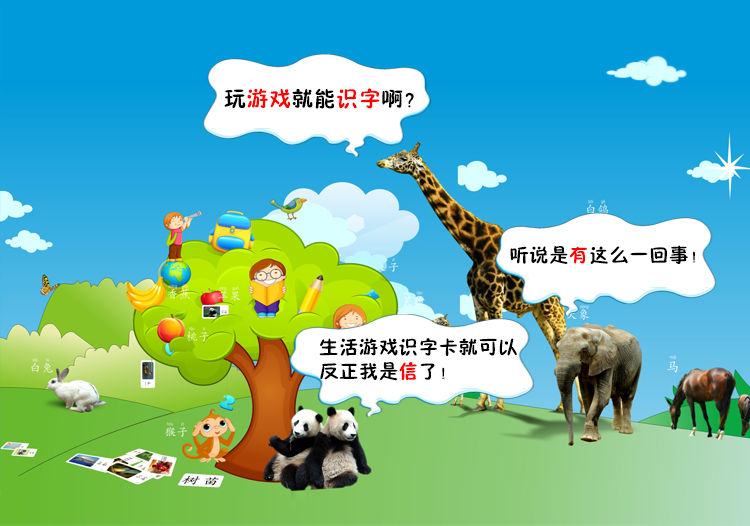 冯德全早教游戏识字卡片 幼儿识字卡 宝宝益智看图识字卡0-3-6岁